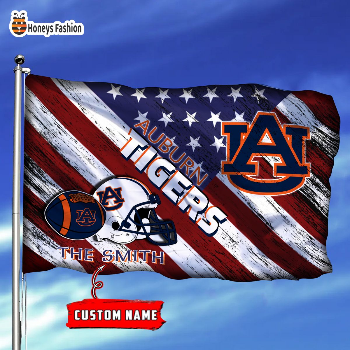 Auburn Tigers Custom Name Personalized Flag