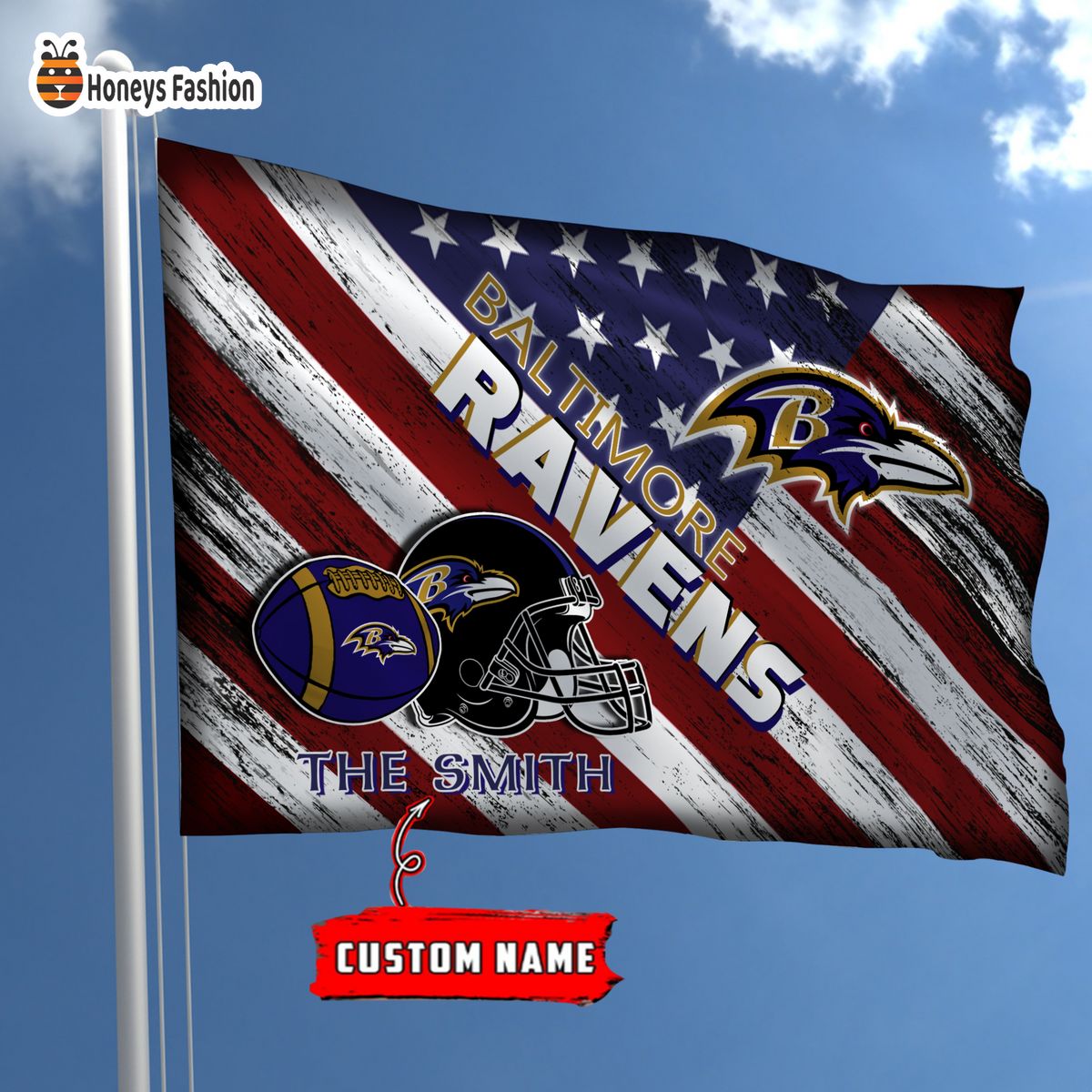 Baltimore Ravens Custom Name Personalized Flag