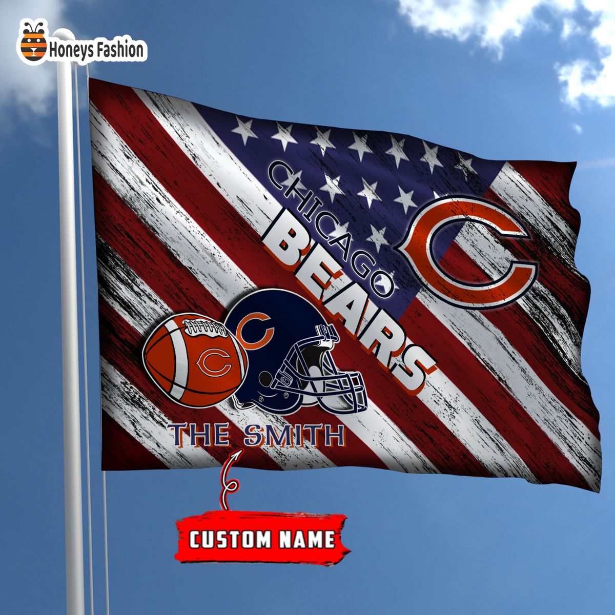 Chicago Bears Custom Name Personalized Flag