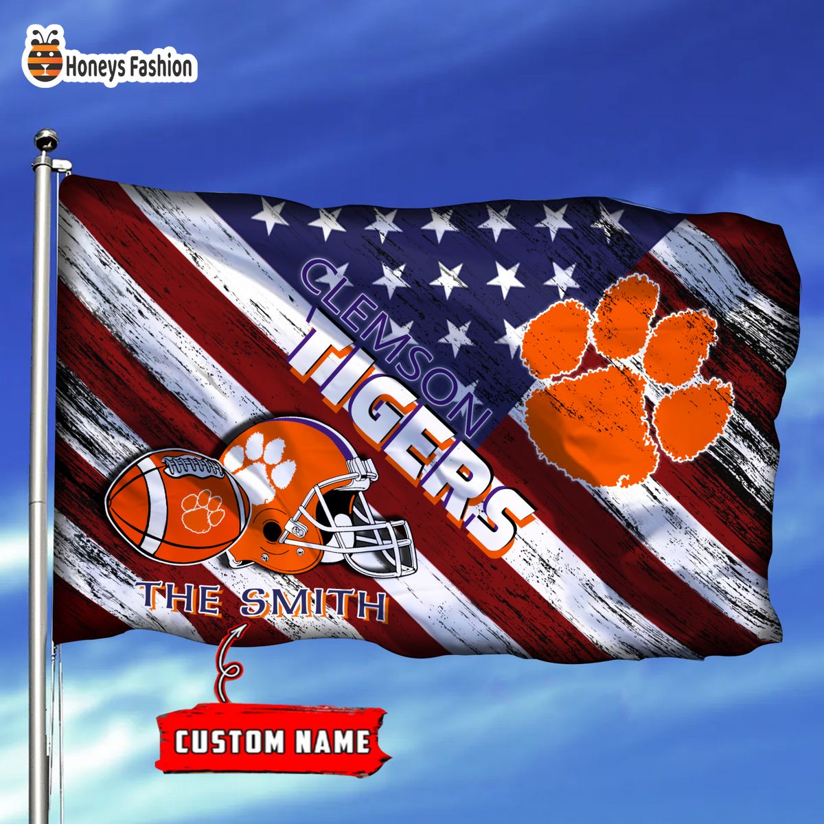 Clemson Tigers Custom Name Personalized Flag