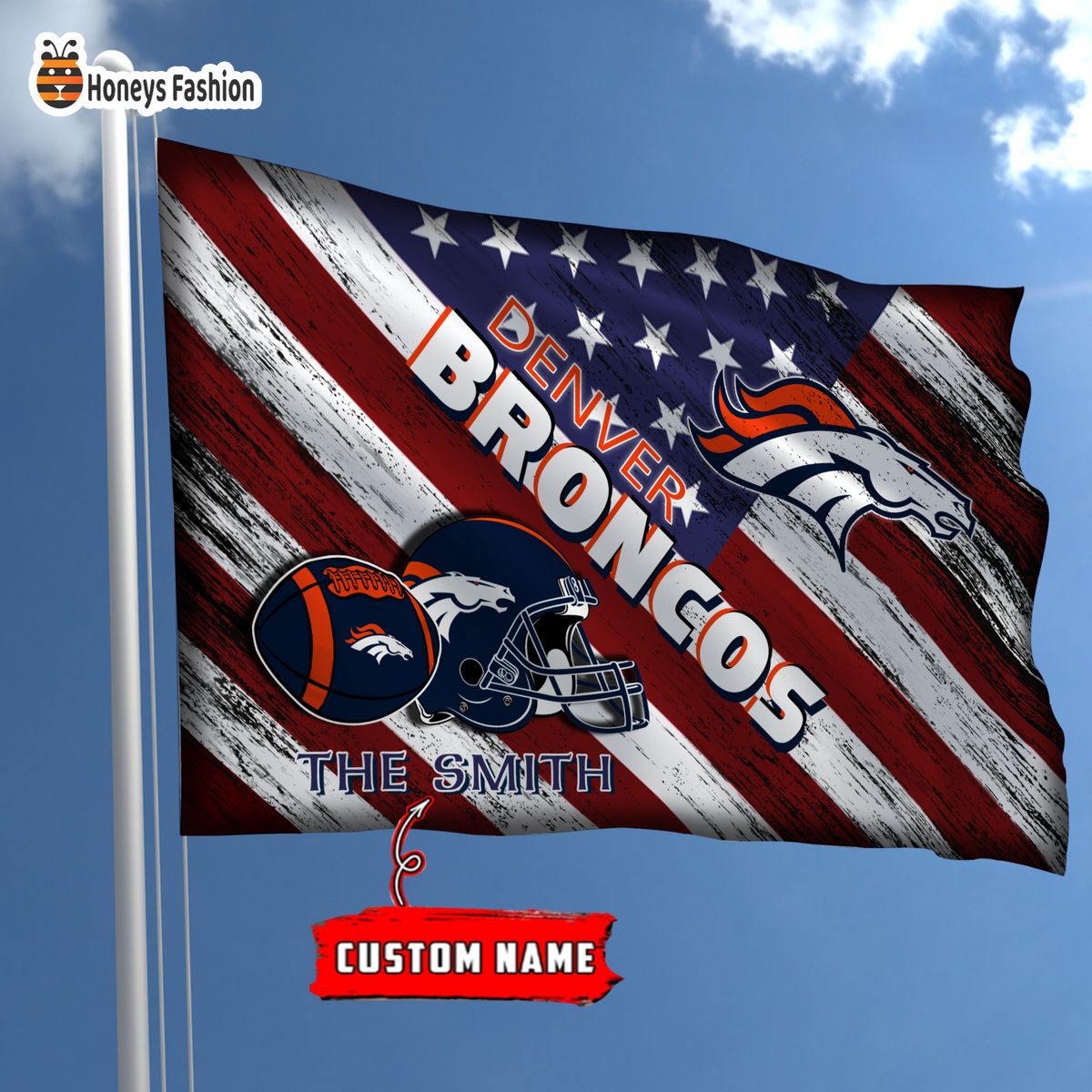 Denver Broncos Custom Name Personalized Flag