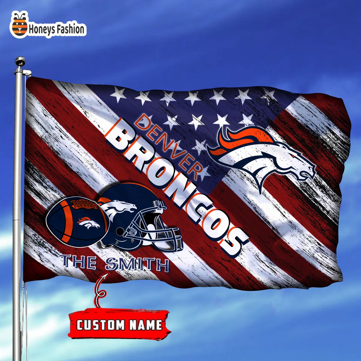 Denver Broncos Custom Name Personalized Flag