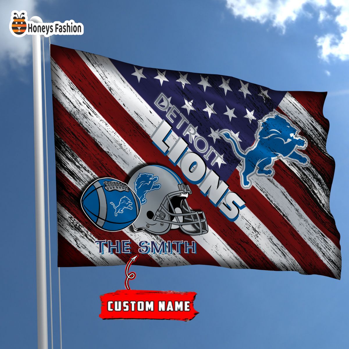 Detroit Lions Custom Name Personalized Flag