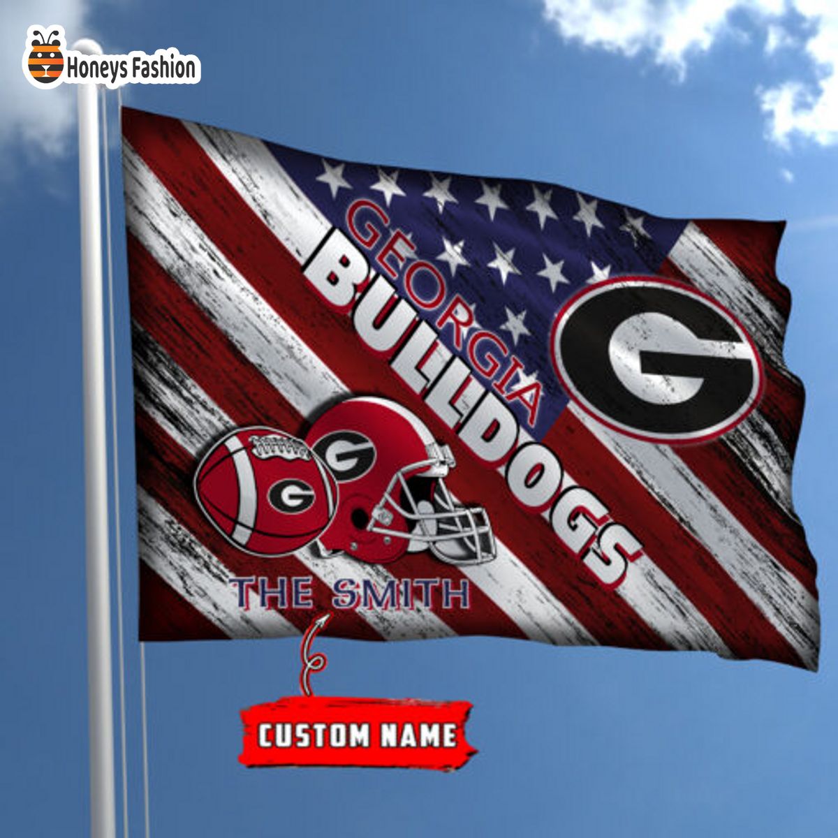 Georgia Bulldogs Custom Name Personalized Flag