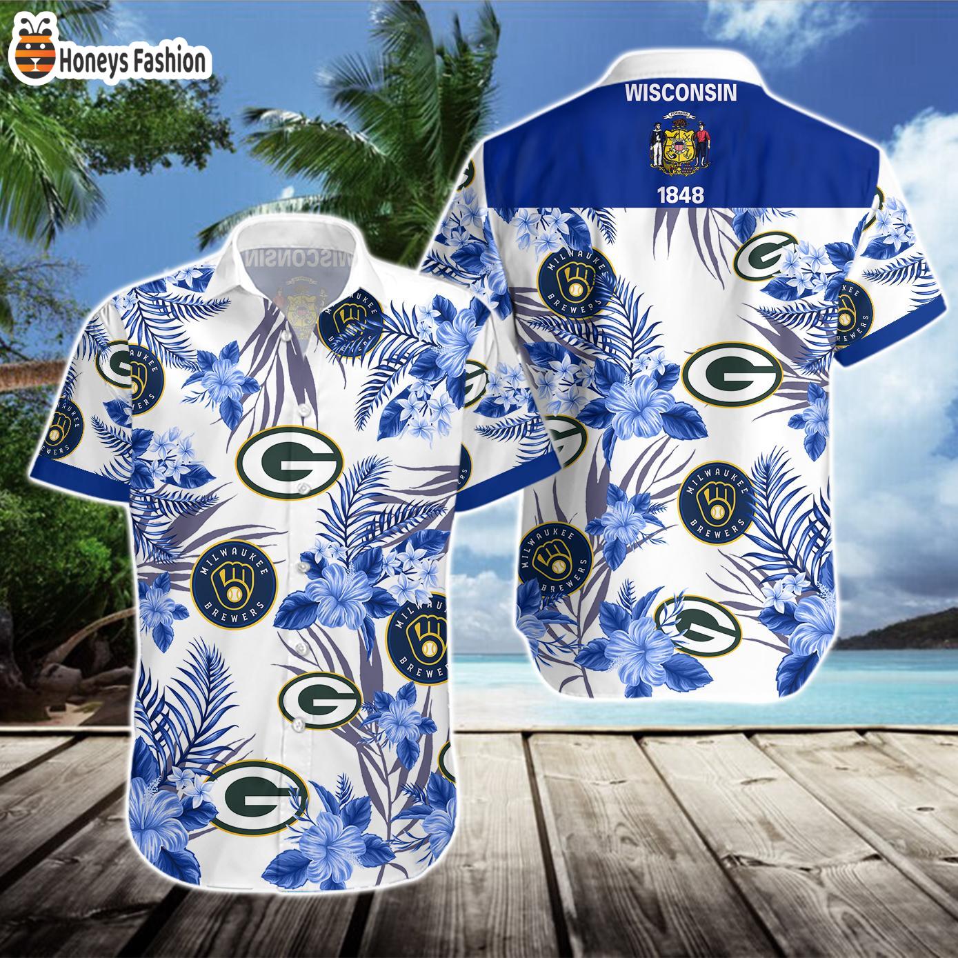 Green Bay Packers Milwaukee Brewers Hawaiian Shirt
