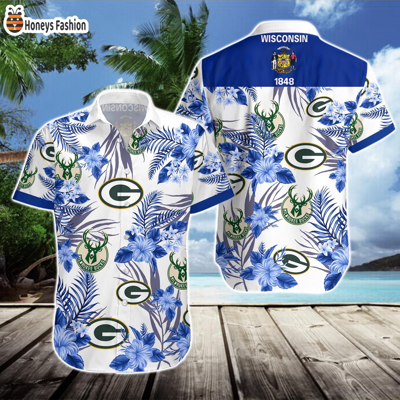 Green Bay Packers Milwaukee Bucks Hawaiian Shirt