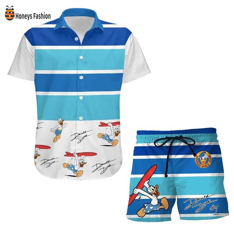 Donald Duck Surfing Disney Summer Signature Hawaiian Shirt And Short