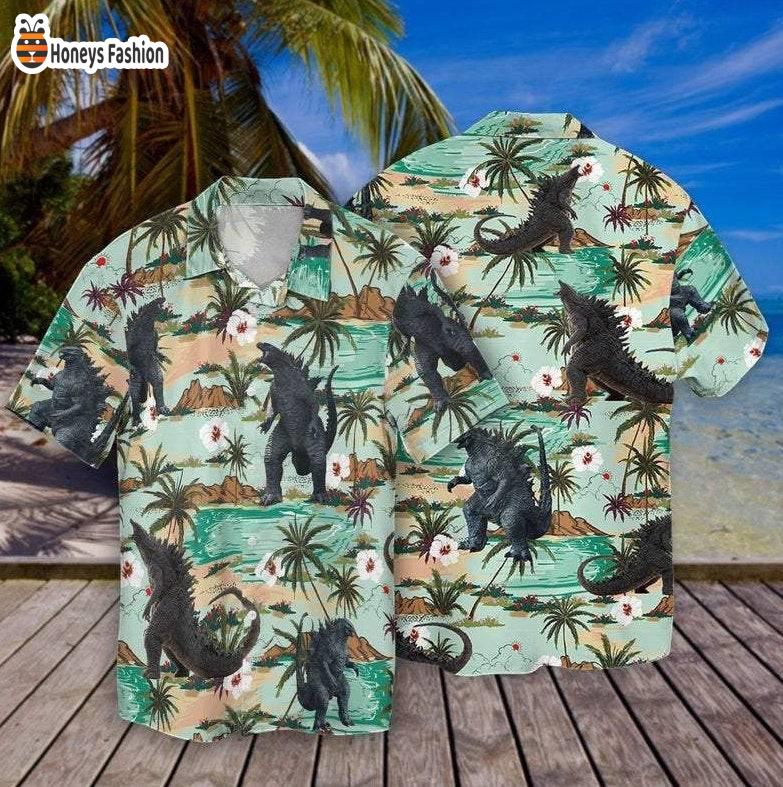 Godzilla Japanese Monster Coconut Tree Hawaiian Shirt And Short