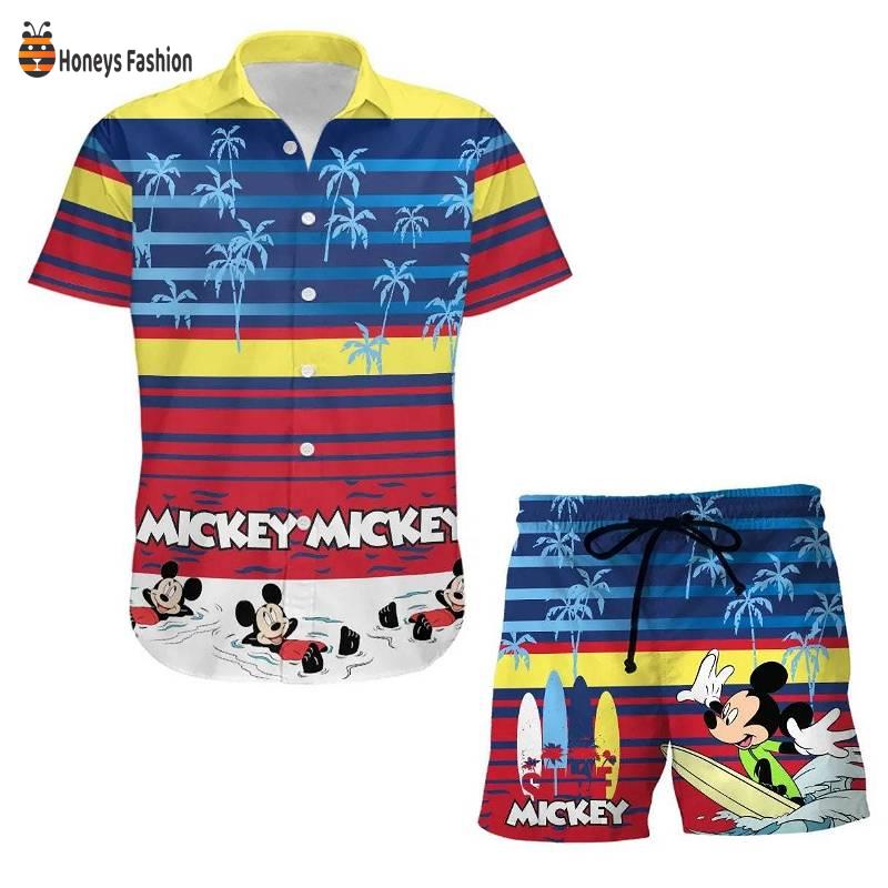 Mickey Mouse Disney Surf Swimming Summer Tropical Hawaiian Shirt And Short