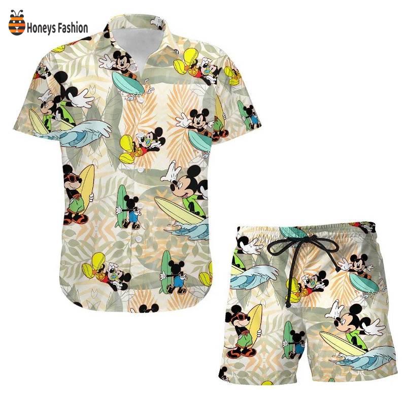 Mickey Mouse Disney Surfing Waves Summer Tropical Hawaiian Shirt And Short