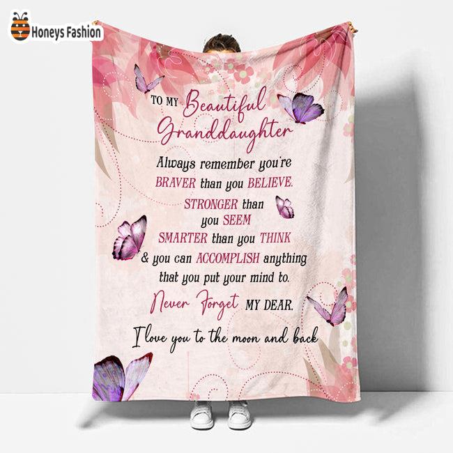 To My Beautiful Granddaughter I Love You To The Moon And Back Blanket