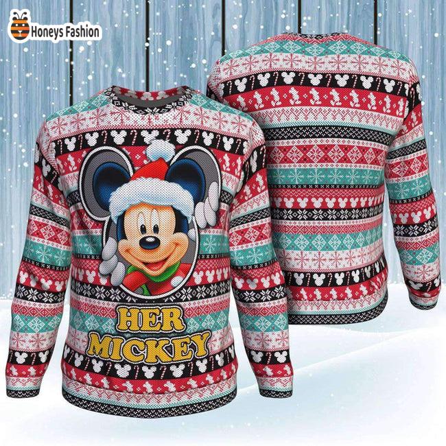 Her Mickey Mouse Snowflake Pattern Ugly Christmas Sweater
