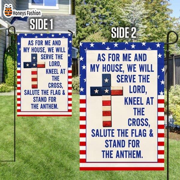 Jesus Cross American Flag As For Me and My House Flag
