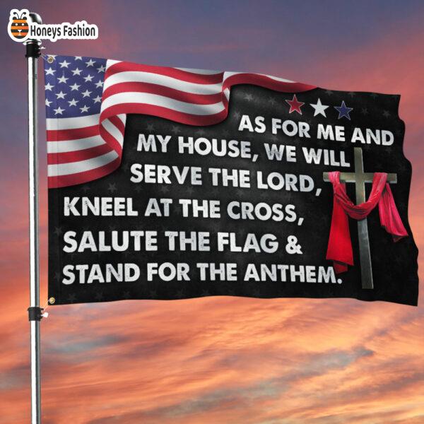 Jesus Cross American Flag As For Me And My House We Will Serve The Lord Flag