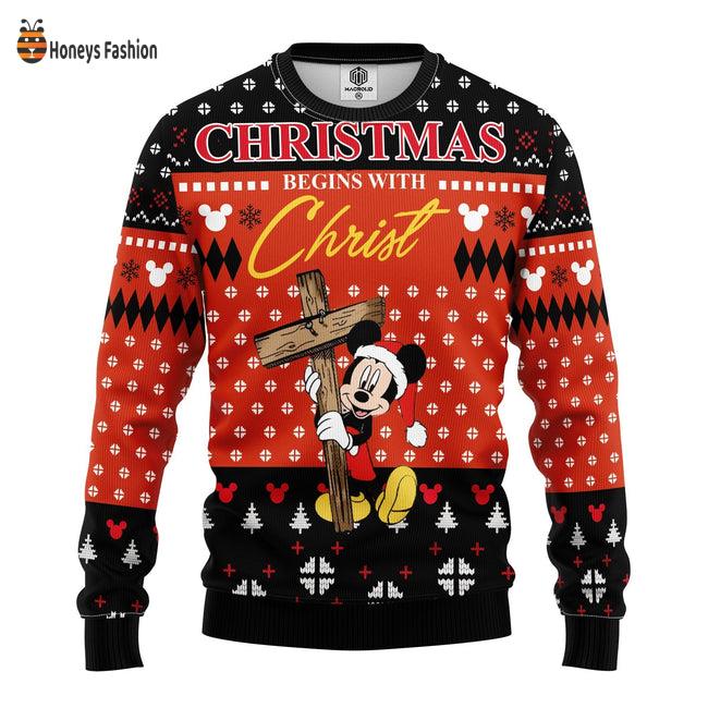 Mickey Mouse Begins With Christ Ugly Christmas Sweater