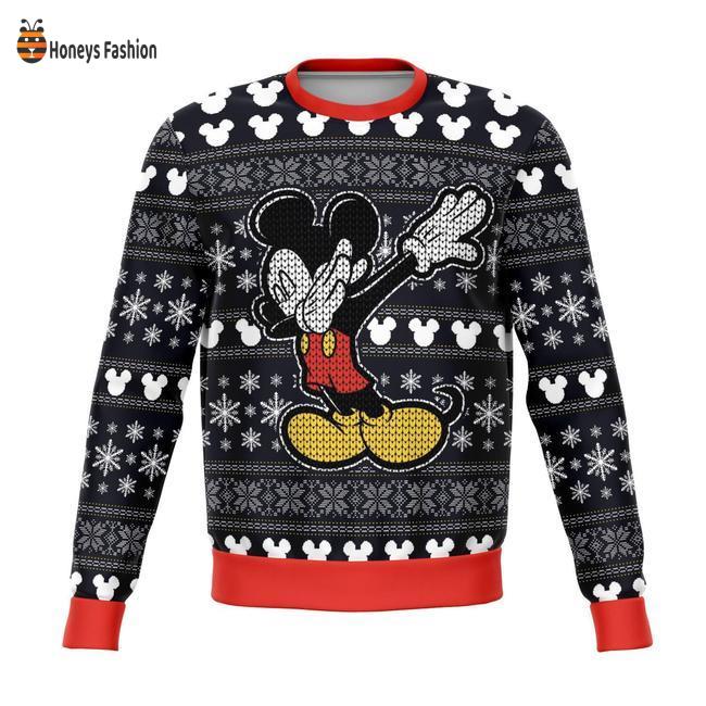 Mickey Mouse Dabbing Snowflake Black Pattern Ugly Christmas Sweater