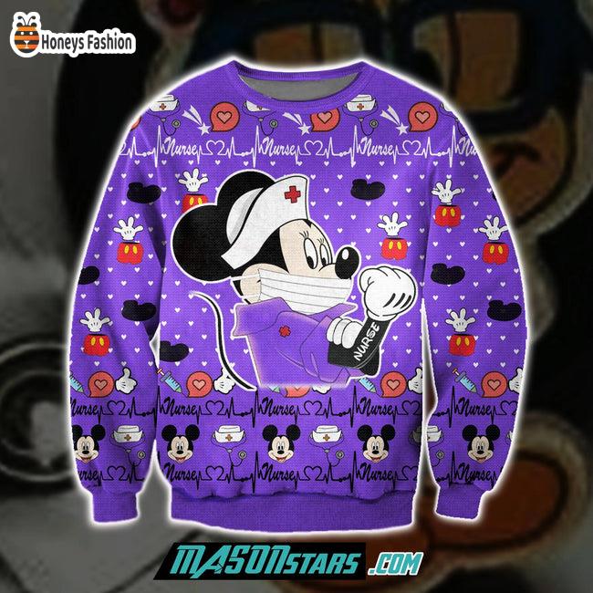 Mickey Mouse Nurse Purple Ugly Christmas Sweater