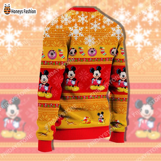 Mickey Mouse Orange Santa Hat Snowflake Ugly Christmas Sweater