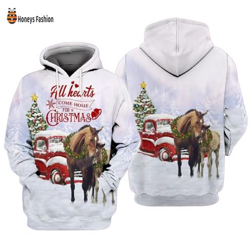 Horse All Hearts Come Home For Chistmas Hoodie T-shirt