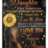To My Daughter Wolf Howl Sunflower Blanket