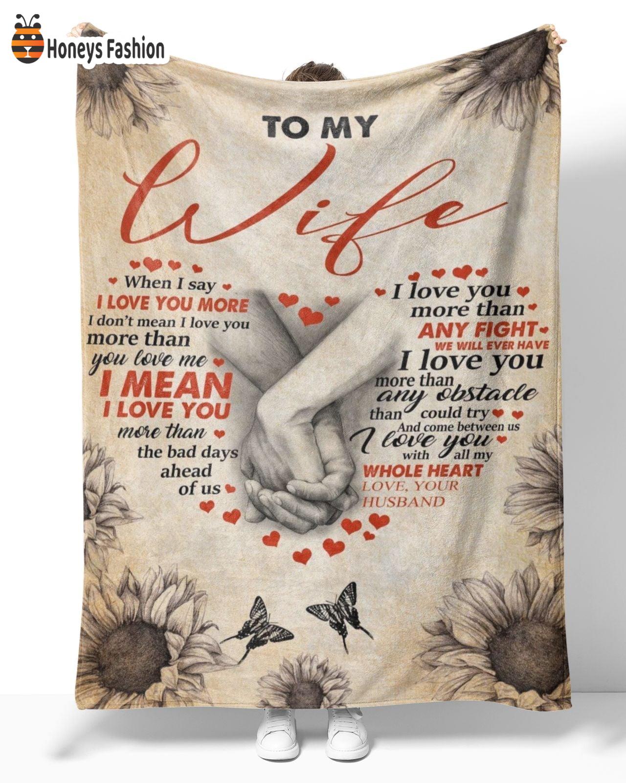 To My Wife Hand In Hand Sunflower Heart Personalized Blanket
