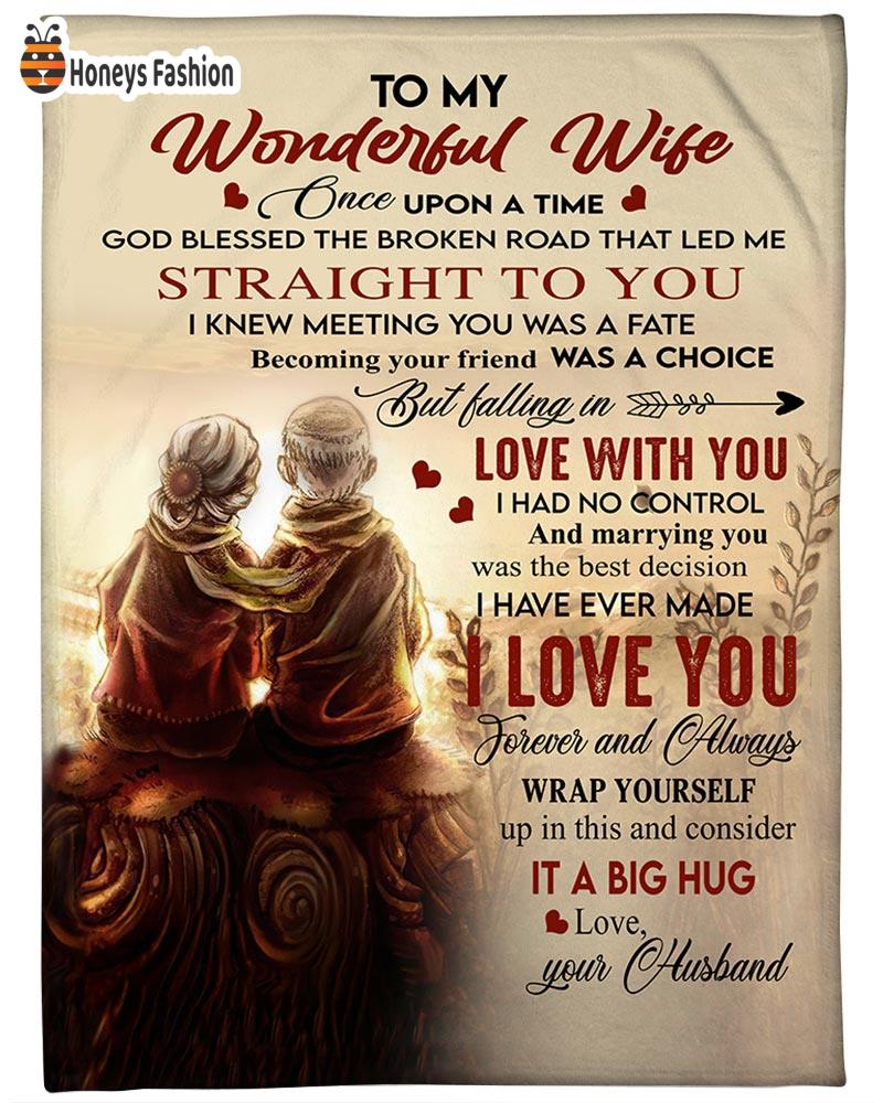 To My Wonderful Wife Old Couple I Love You Your Husband Blanket