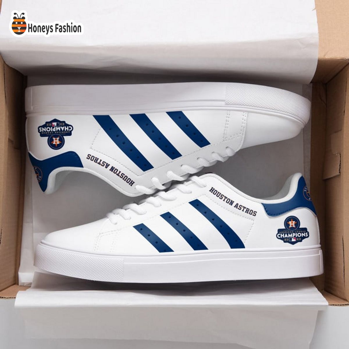 Houston Astros Blue And White Stan Smith Low Top Shoes