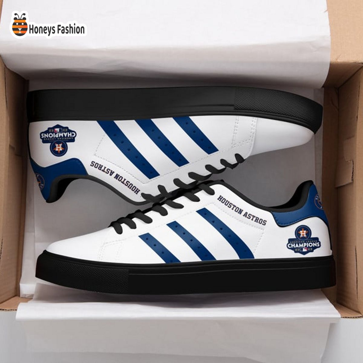 Houston Astros Blue And White Stan Smith Low Top Shoes