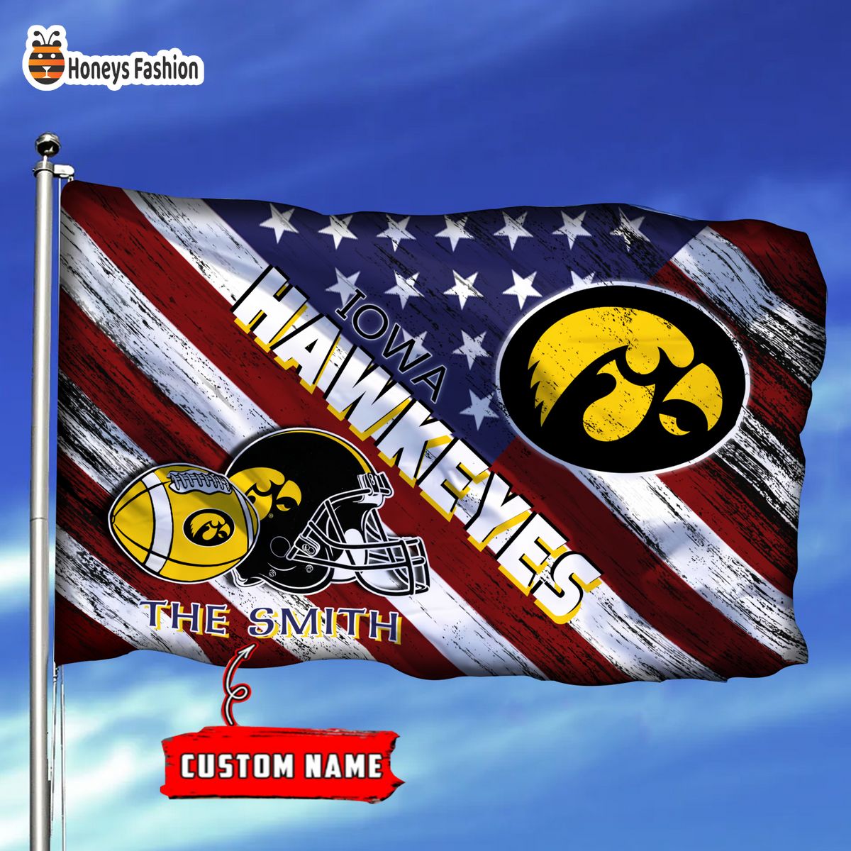 Iowa Hawkeyes Custom Name Personalized Flag