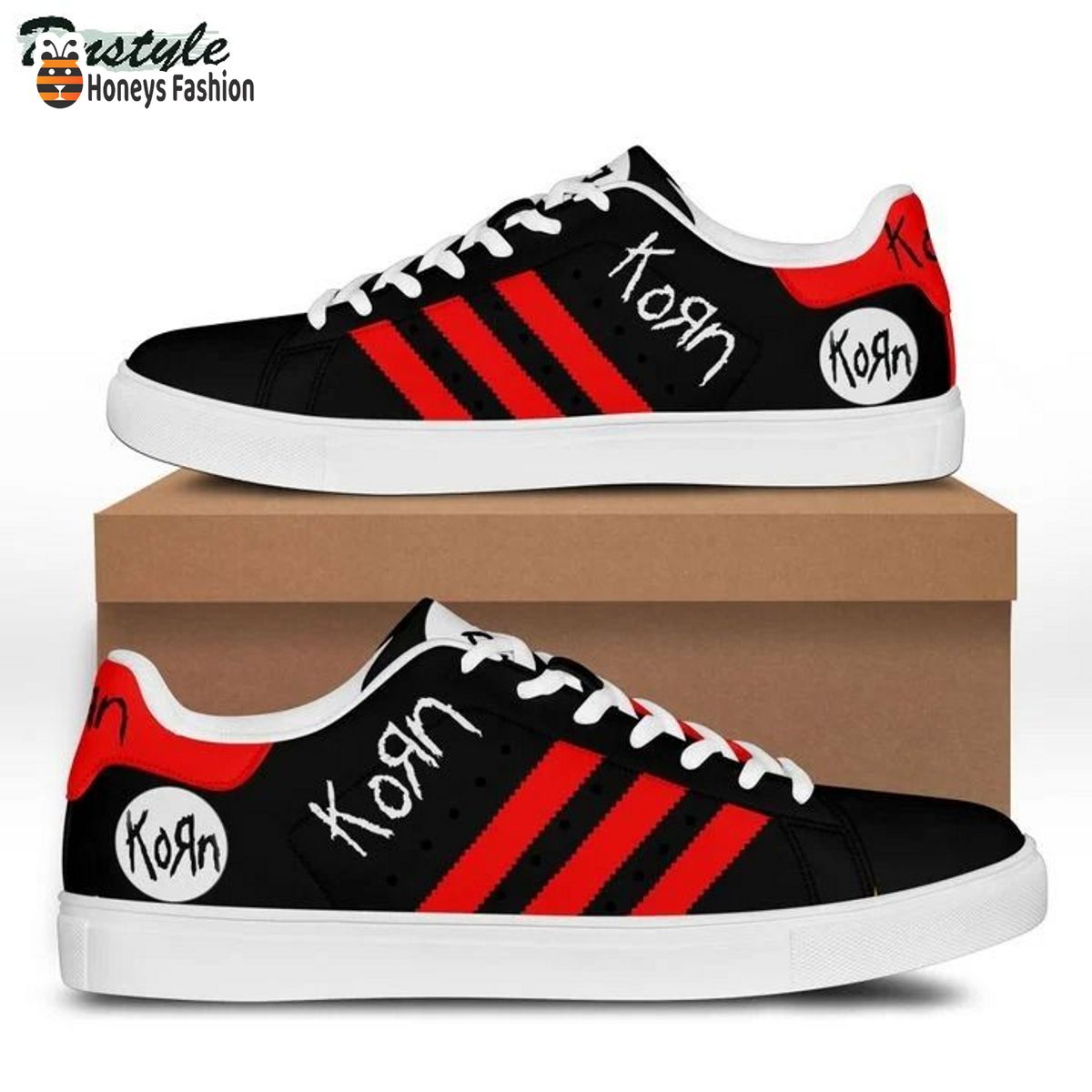 Korn Black And Red Stan Smith Shoes