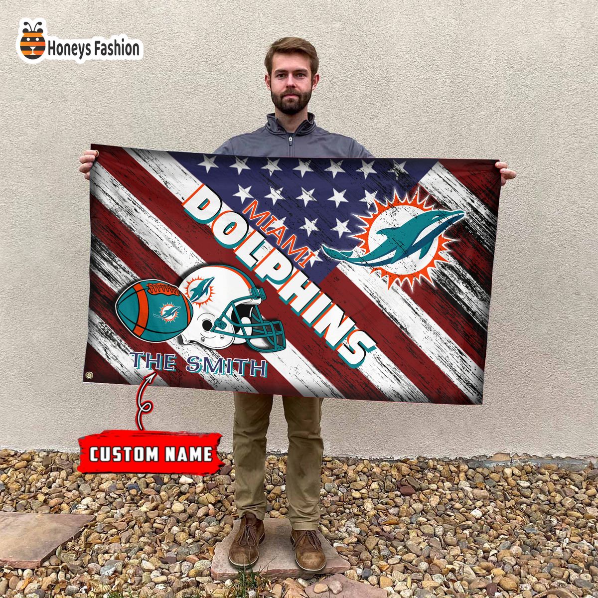 Miami Dolphins Custom Name Personalized Flag