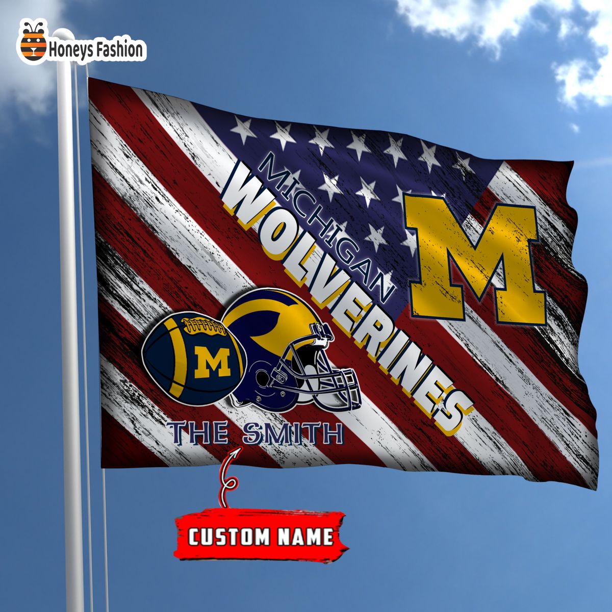Michigan Wolverines Custom Name Personalized Flag