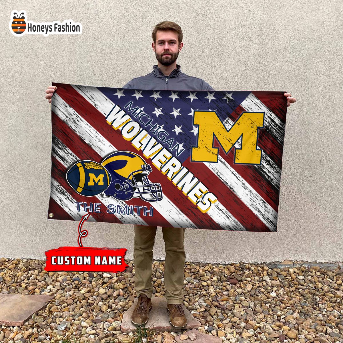 Michigan Wolverines Custom Name Personalized Flag