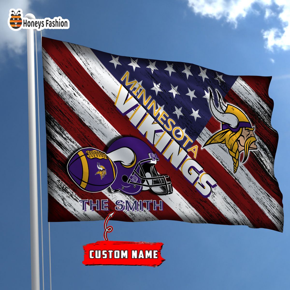 Minnesota Vikings Custom Name Personalized Flag