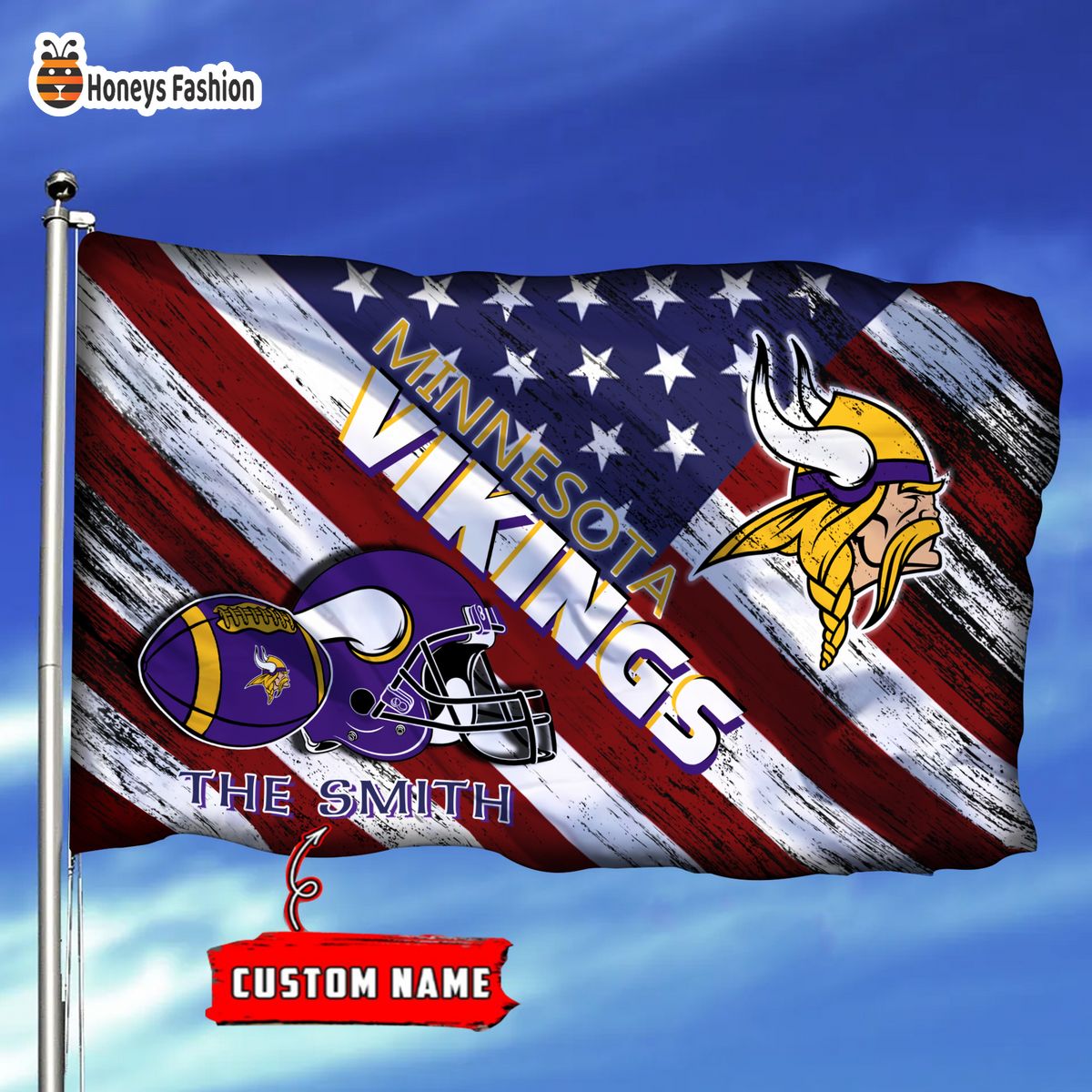 Minnesota Vikings Custom Name Personalized Flag