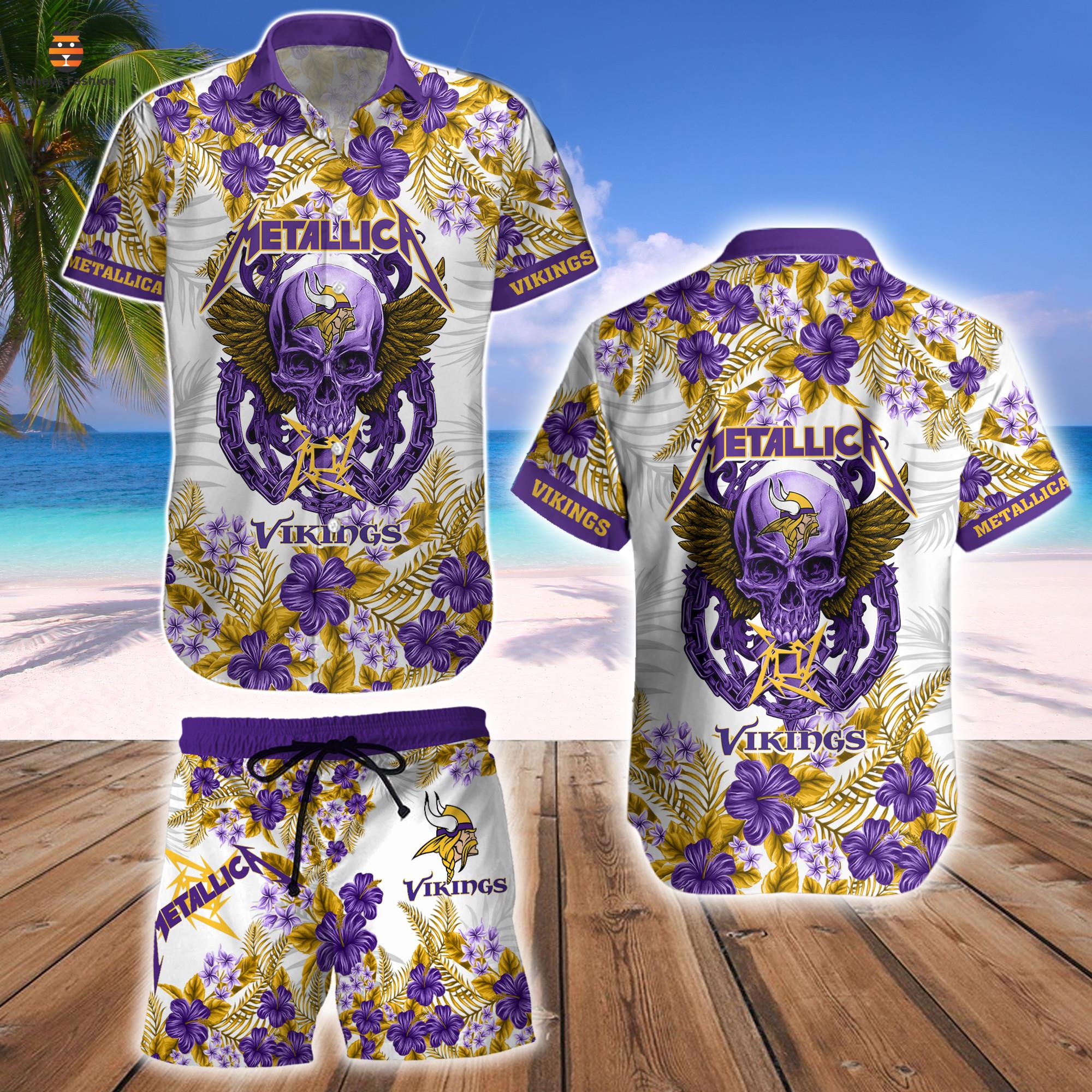 Minnesota Vikings Metallica Hawaii Shirt And Short