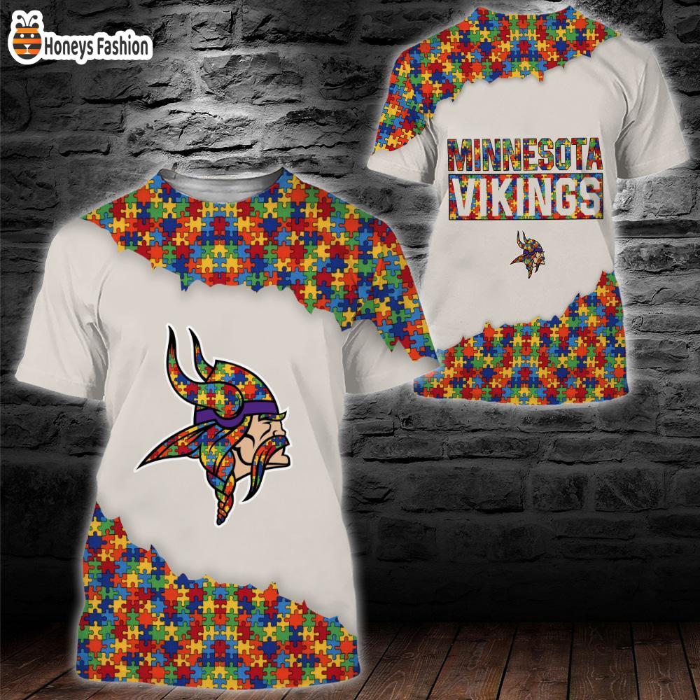 Minnesota Vikings NFL Autism 3d Hoodie Tshirt
