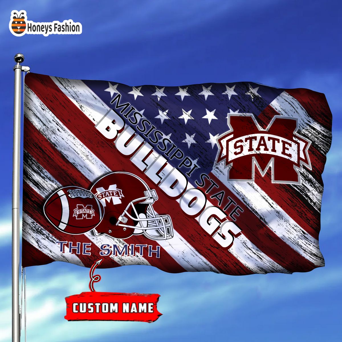 Mississippi State Bulldogs Custom Name Personalized Flag