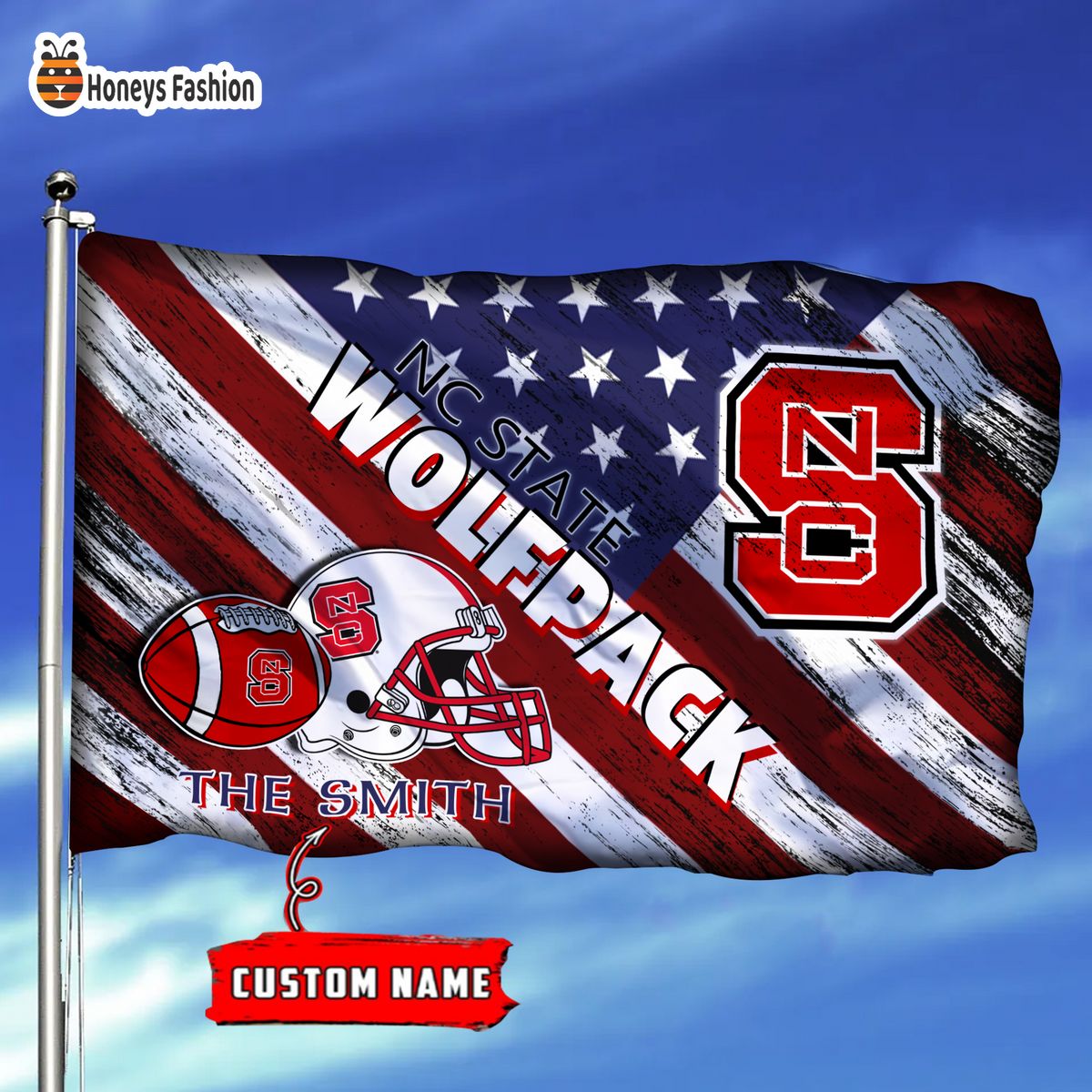 NC State Wolfpack Custom Name Personalized Flag
