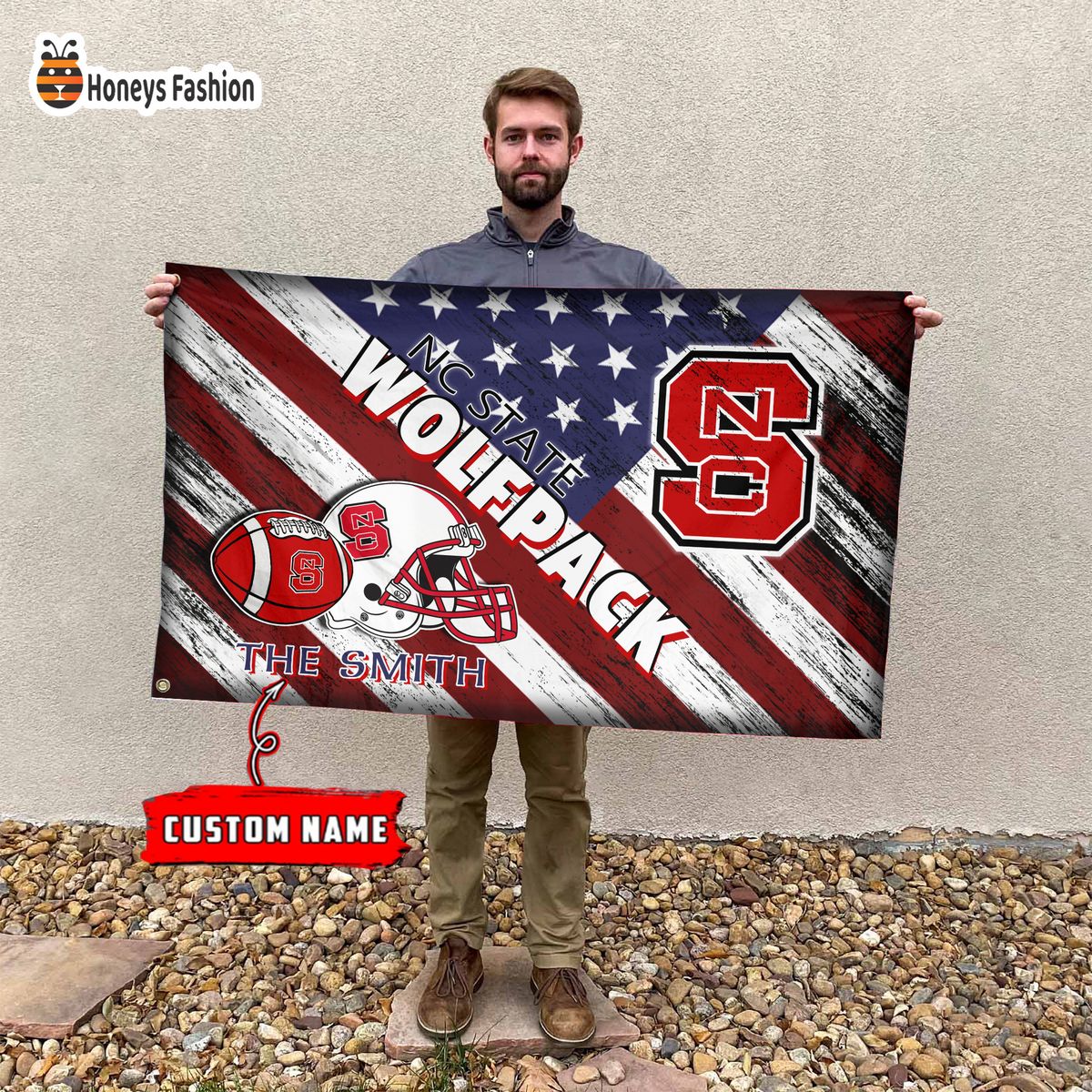 NC State Wolfpack Custom Name Personalized Flag