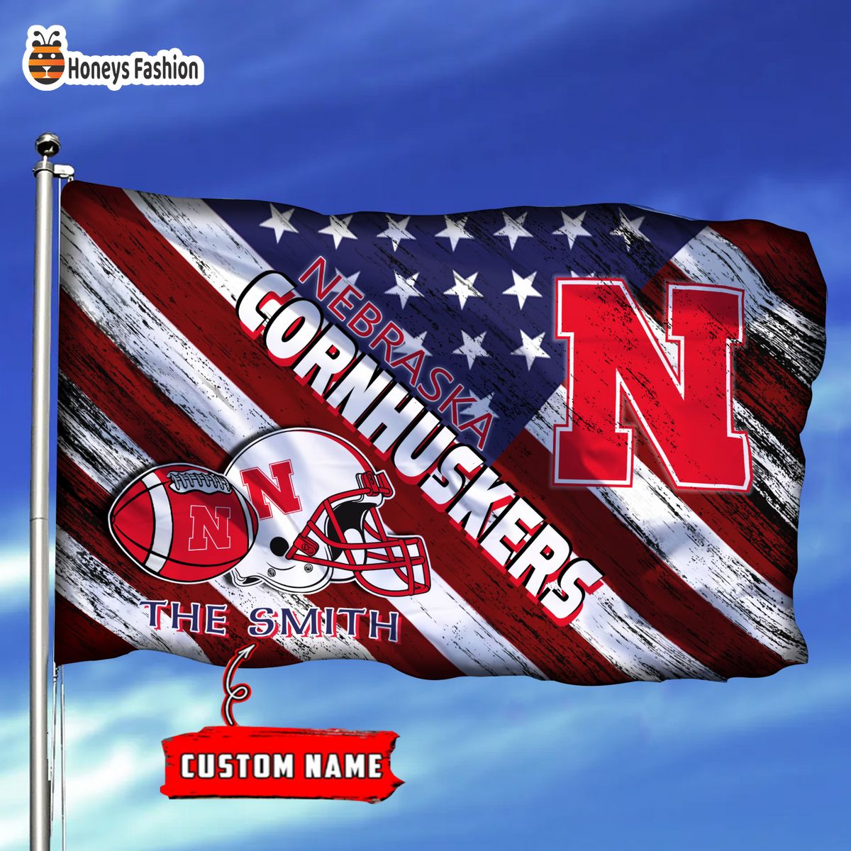 Nebraska Cornhuskers Custom Name Personalized Flag