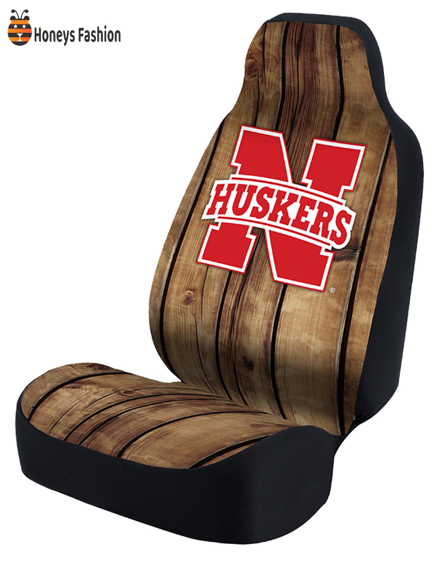 Nebraska Huskers Distressed Wood Car Seat Cover