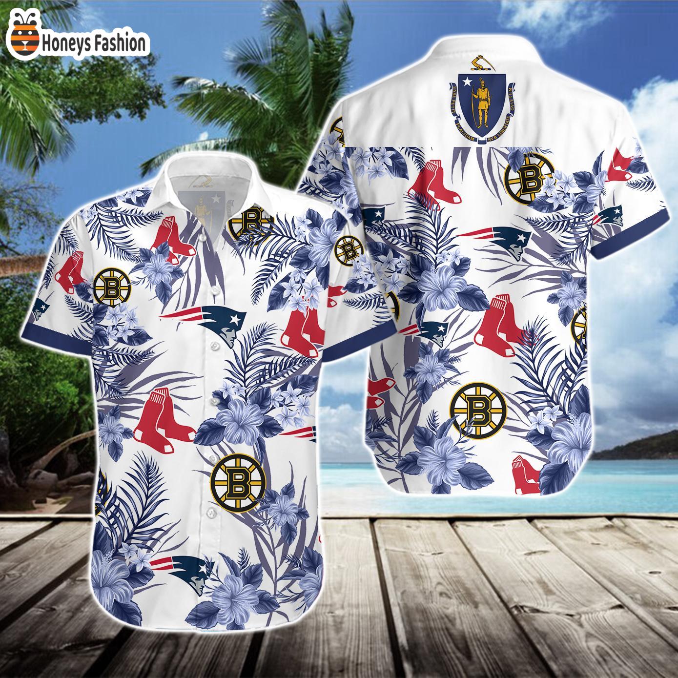 New England Patriots Boston Bruins Boston Red Sox Hawaiian Shirt