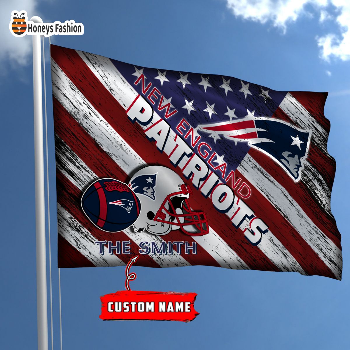 New England Patriots Custom Name Personalized Flag