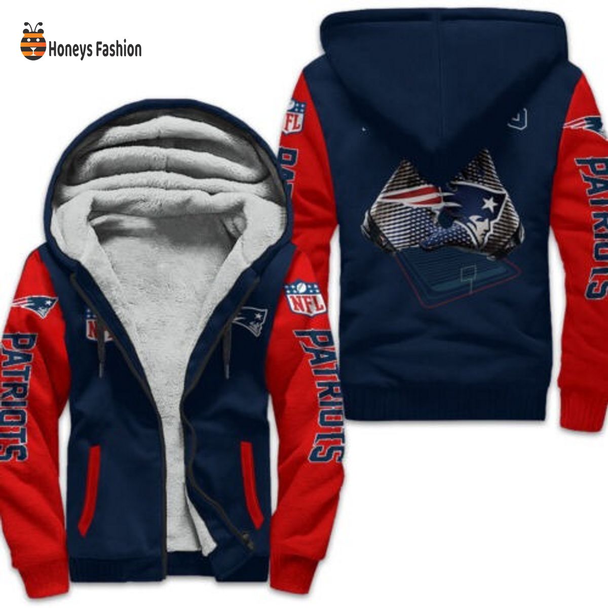 New England Patriots NHL 3D Fleece Hoodie