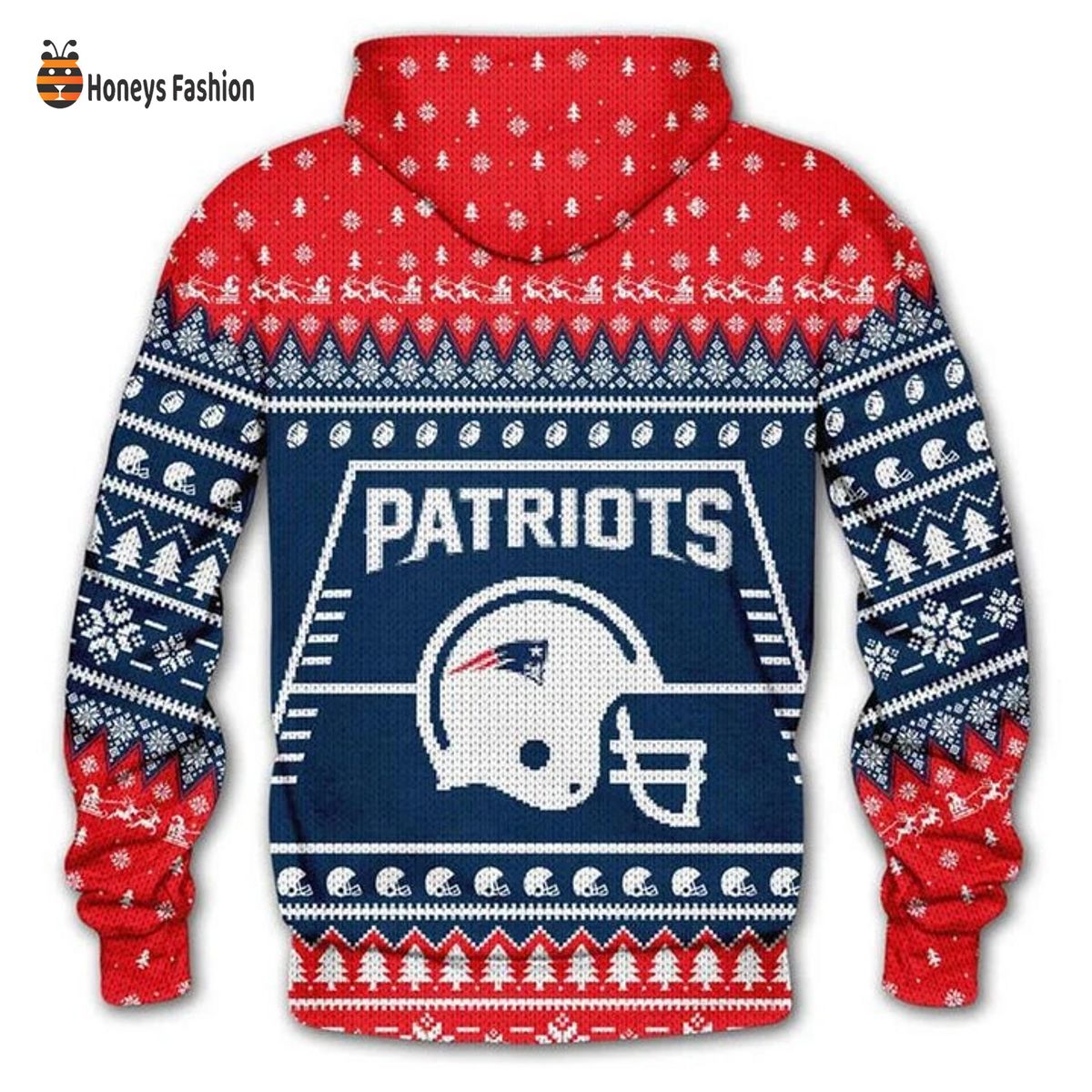 New England Patriots Reindeer Snowflake Christmas 3D Hoodie