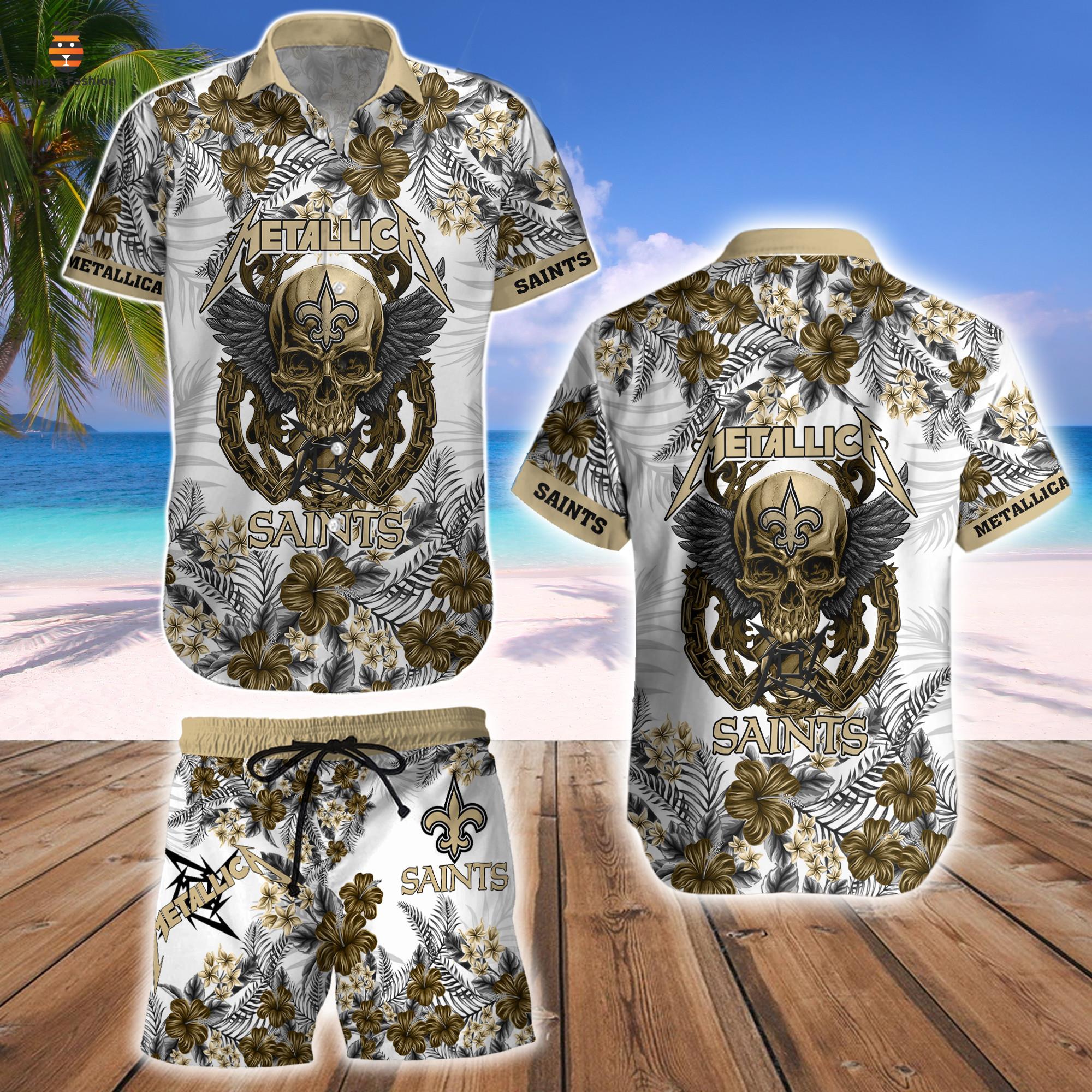 New Orleans Saints Metallica Hawaii Shirt And Short