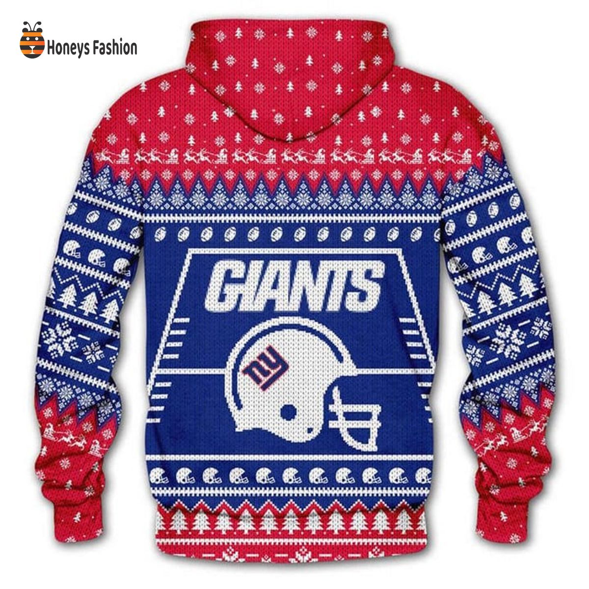 New York Giants Reindeer Snowflake Christmas 3D Hoodie