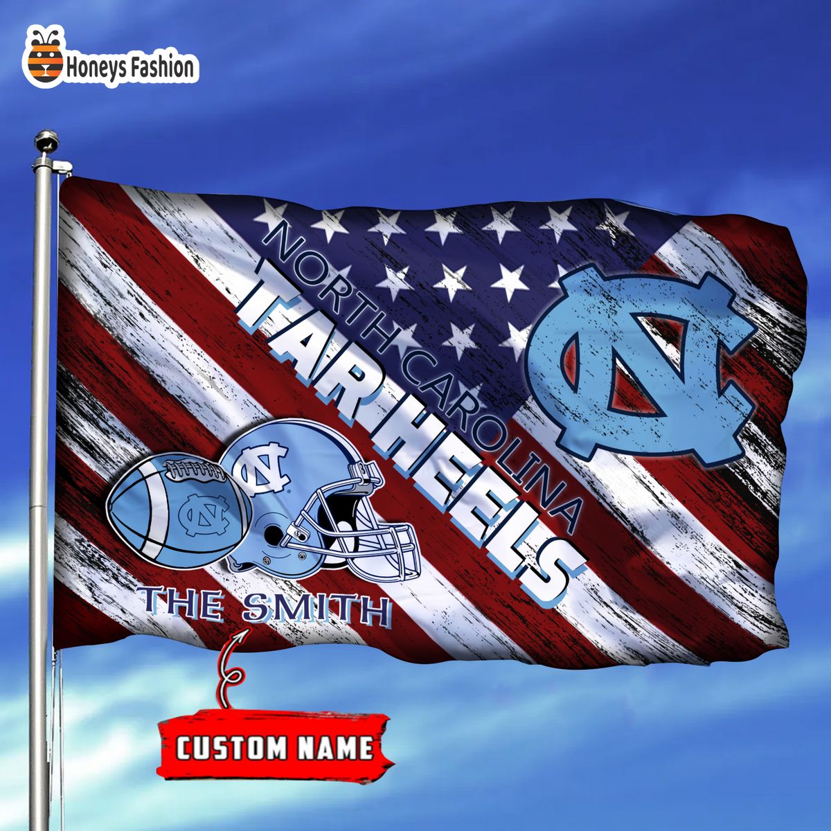 North Carolina Tar Heels Custom Name Personalized Flag