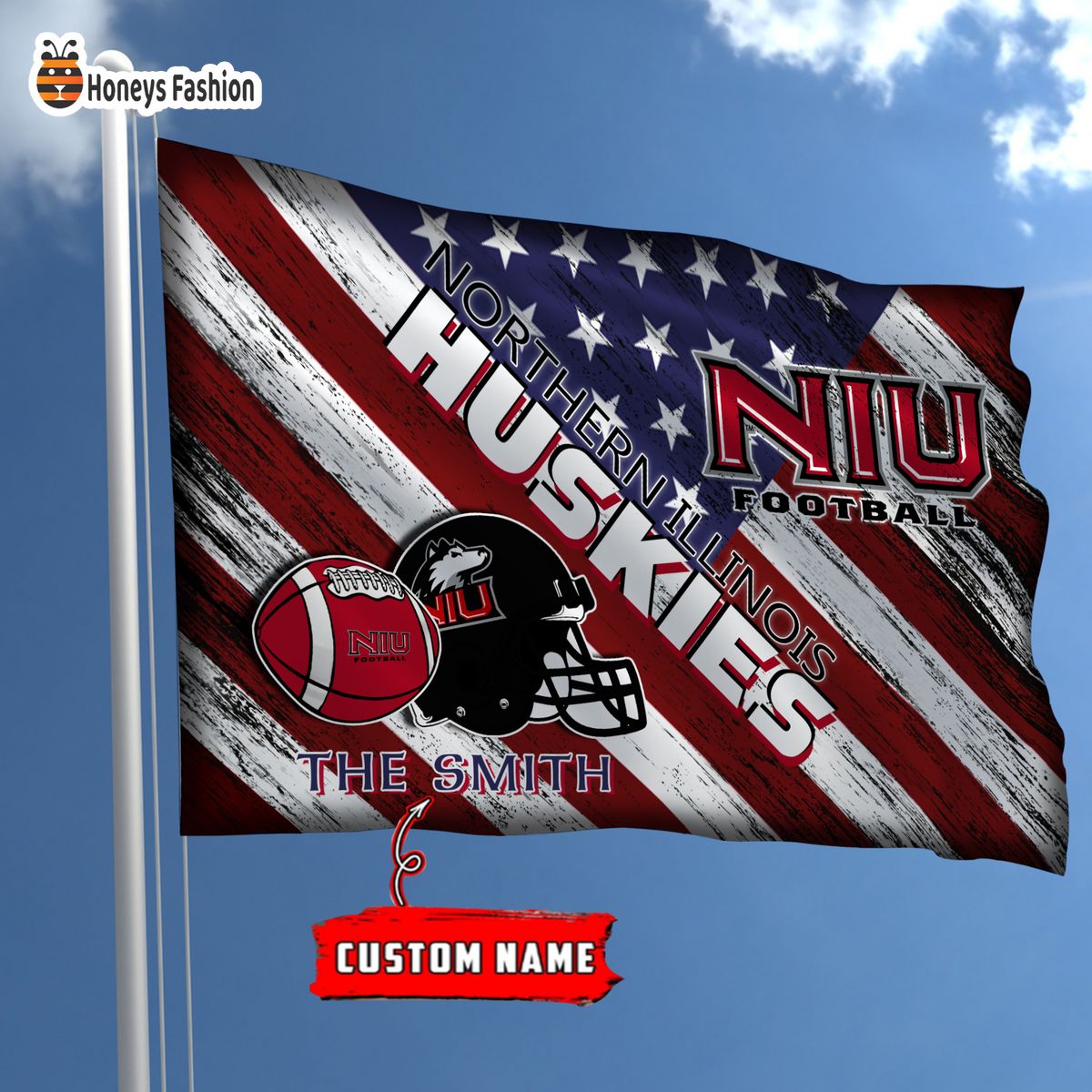 Northern Illinois Huskies Custom Name Personalized Flag